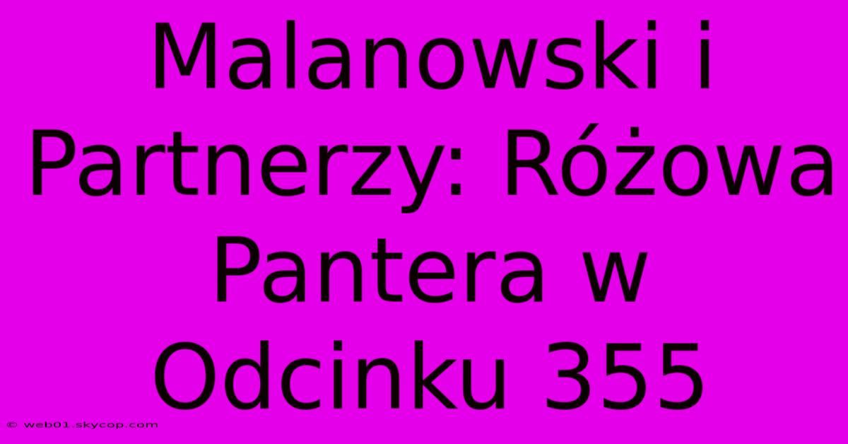 Malanowski I Partnerzy: Różowa Pantera W Odcinku 355