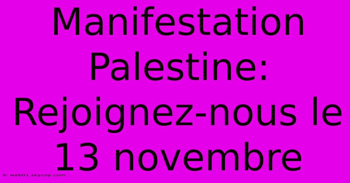 Manifestation Palestine: Rejoignez-nous Le 13 Novembre