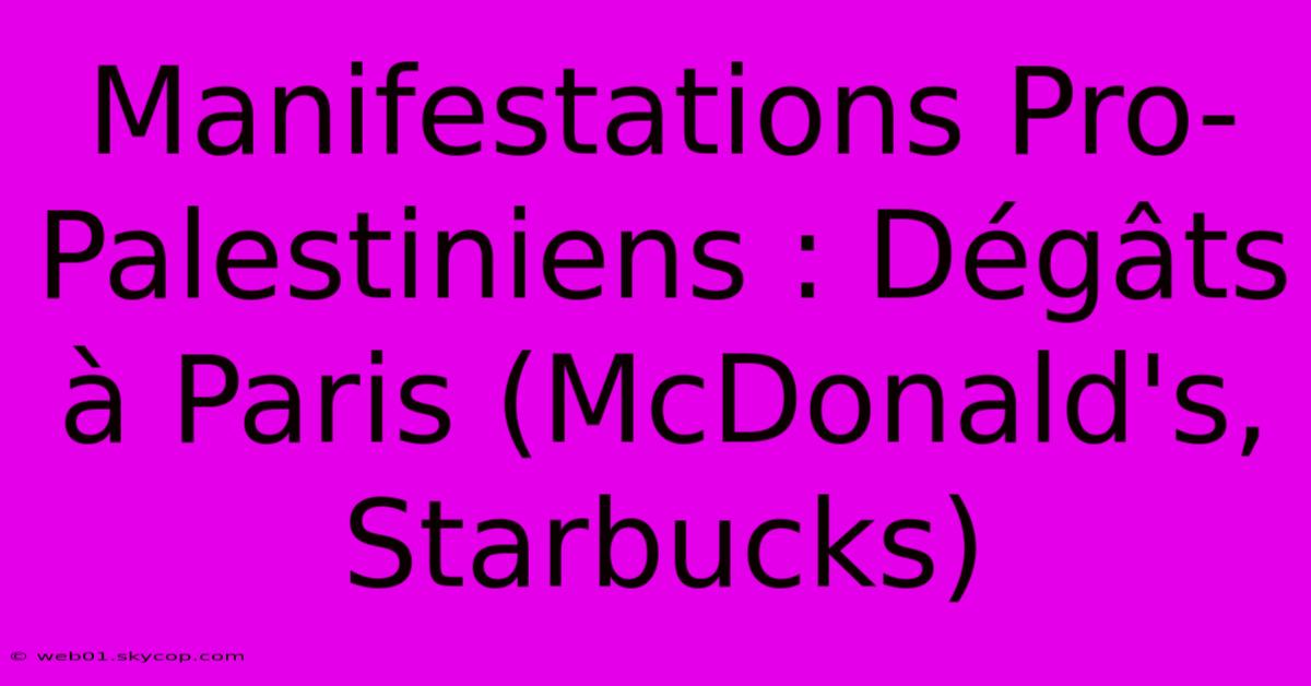 Manifestations Pro-Palestiniens : Dégâts À Paris (McDonald's, Starbucks)