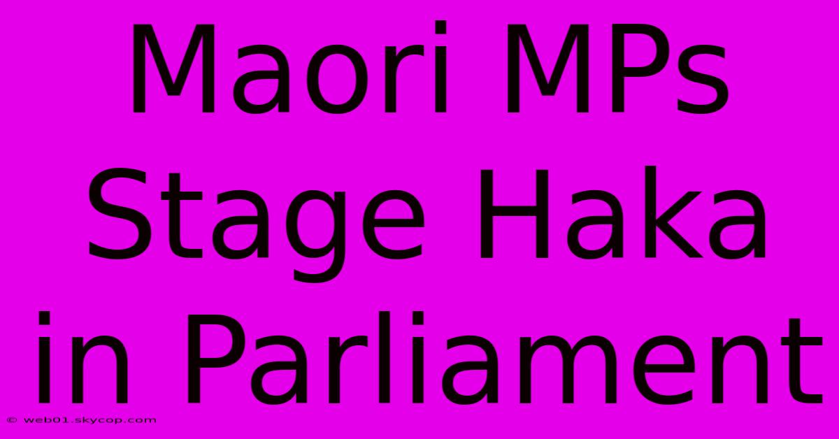 Maori MPs Stage Haka In Parliament 