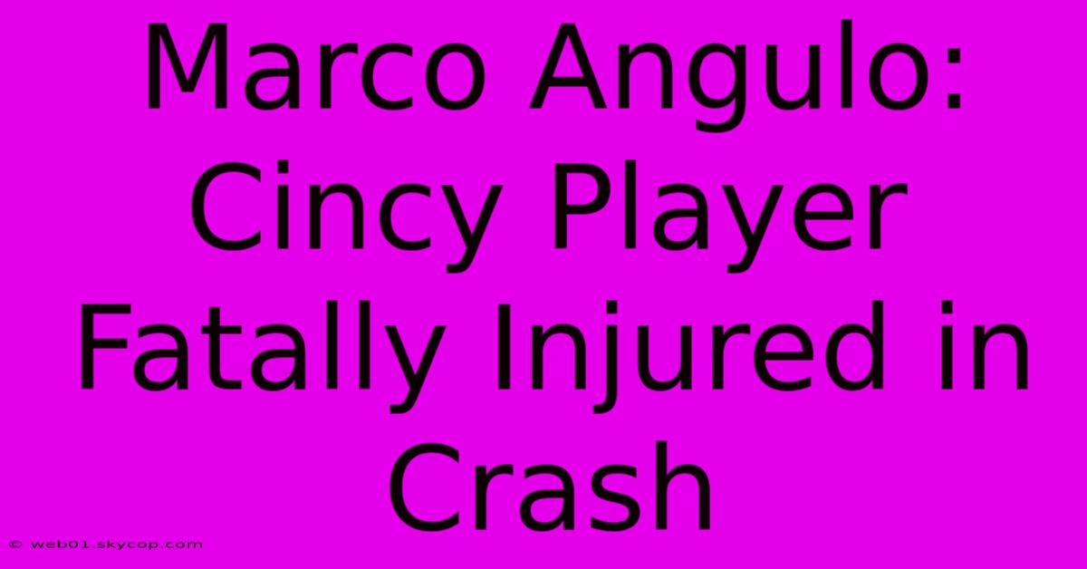 Marco Angulo: Cincy Player Fatally Injured In Crash