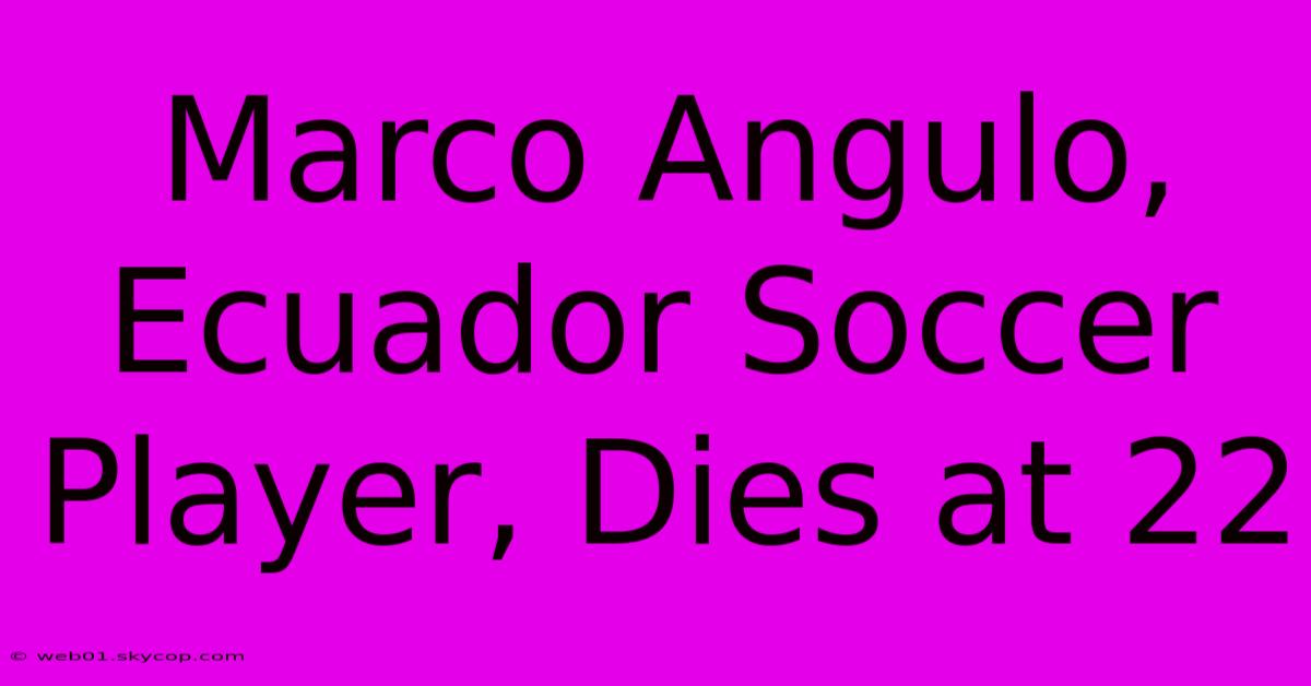 Marco Angulo, Ecuador Soccer Player, Dies At 22