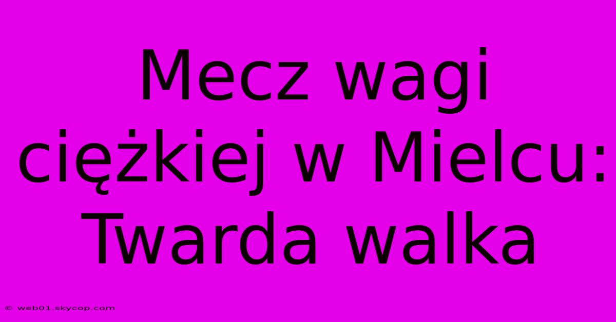 Mecz Wagi Ciężkiej W Mielcu: Twarda Walka