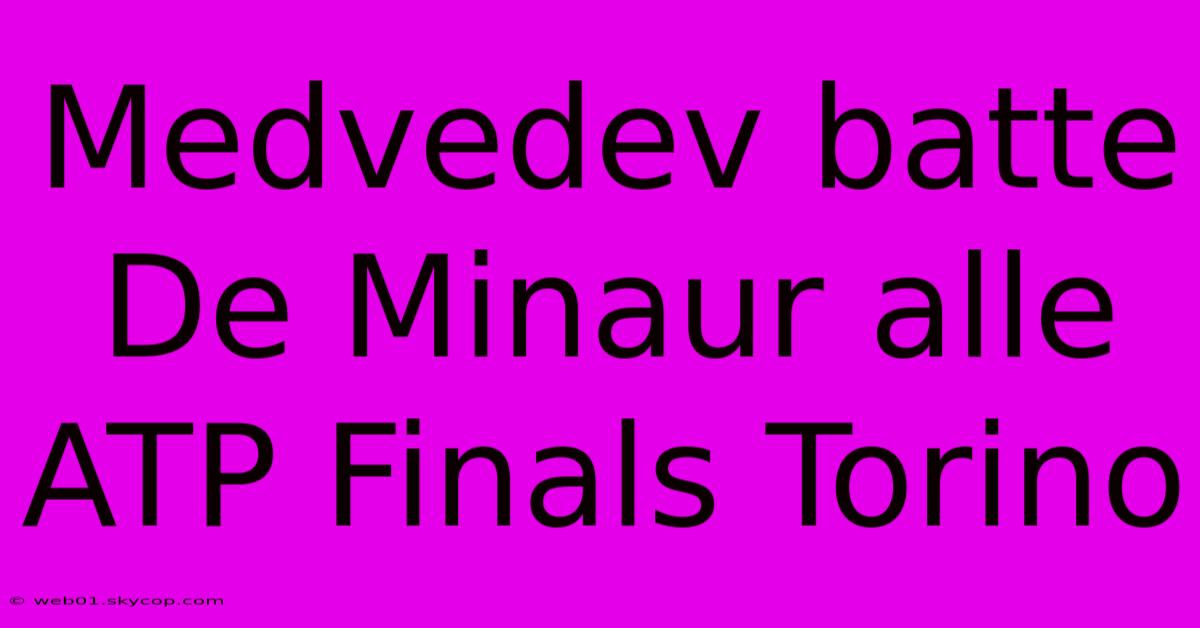 Medvedev Batte De Minaur Alle ATP Finals Torino