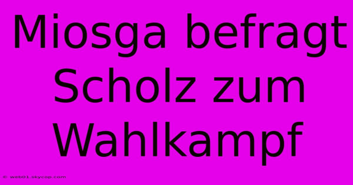 Miosga Befragt Scholz Zum Wahlkampf