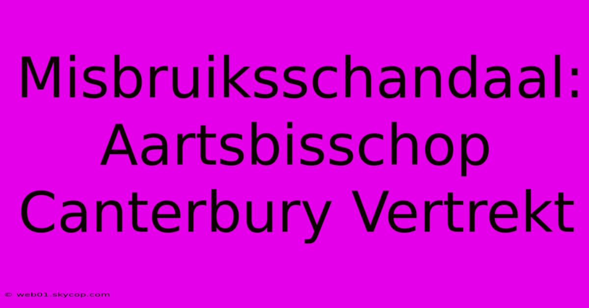 Misbruiksschandaal: Aartsbisschop Canterbury Vertrekt