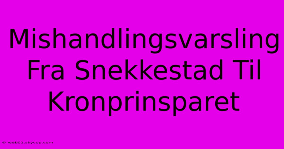 Mishandlingsvarsling Fra Snekkestad Til Kronprinsparet