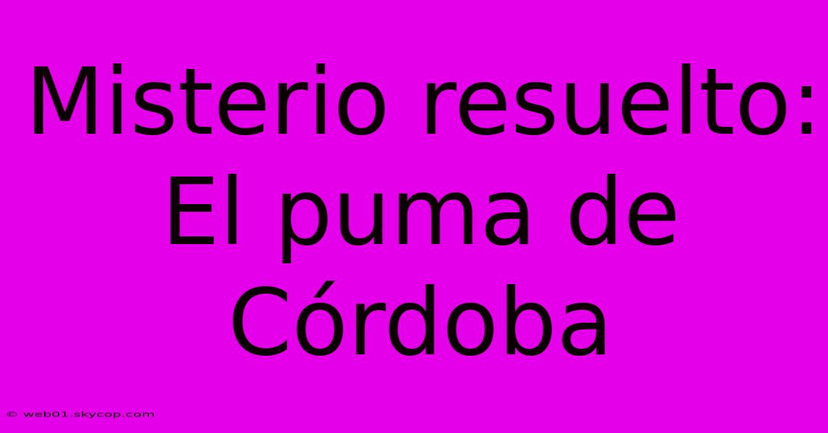 Misterio Resuelto: El Puma De Córdoba