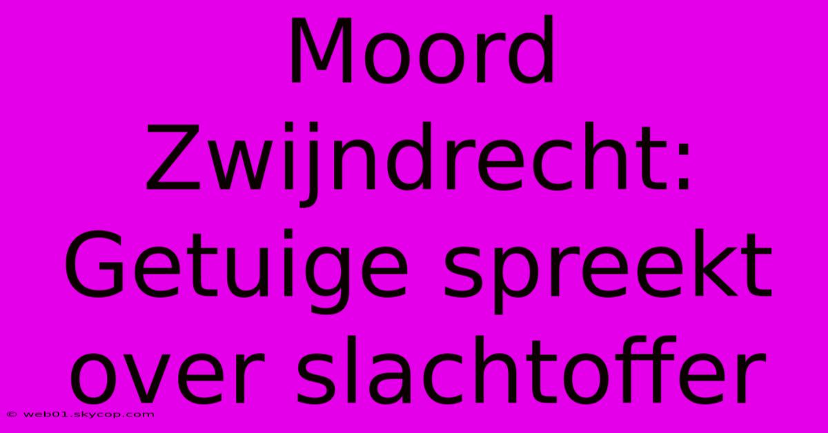 Moord Zwijndrecht: Getuige Spreekt Over Slachtoffer 