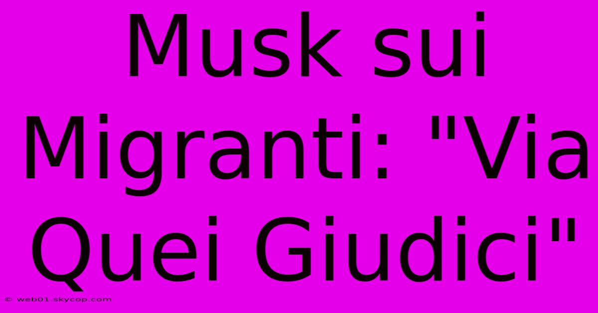 Musk Sui Migranti: 