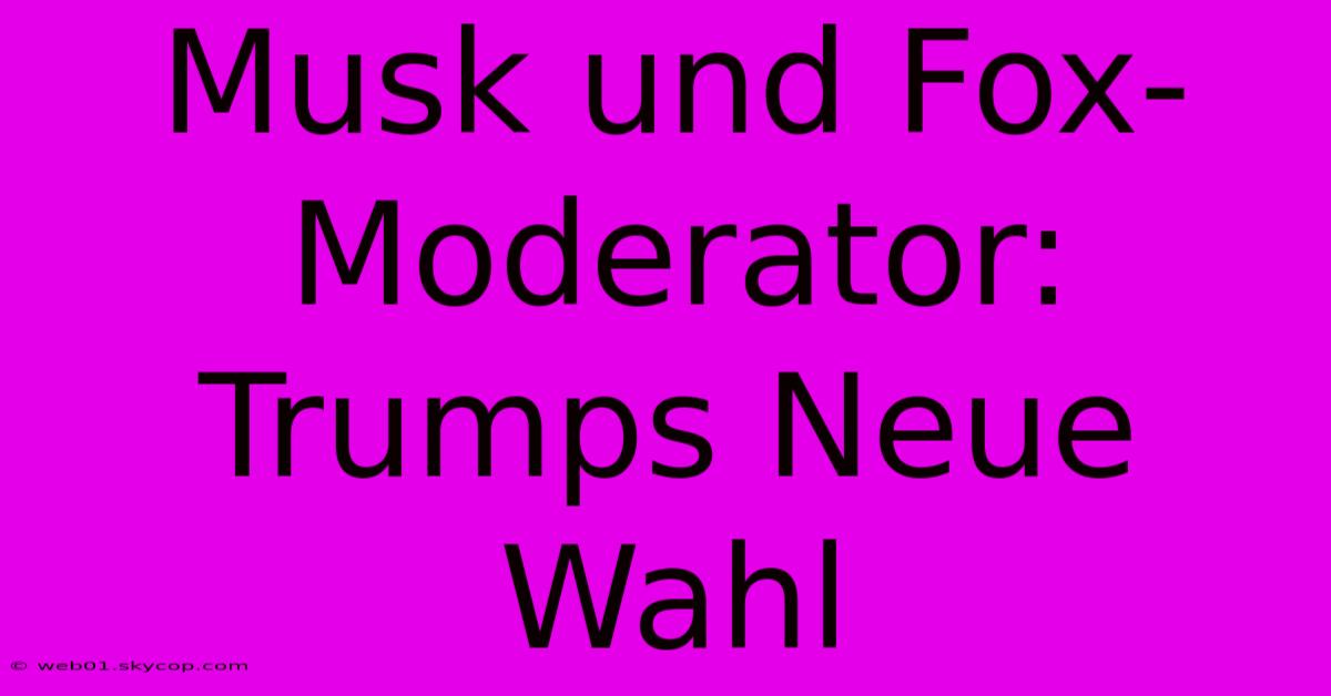 Musk Und Fox-Moderator: Trumps Neue Wahl