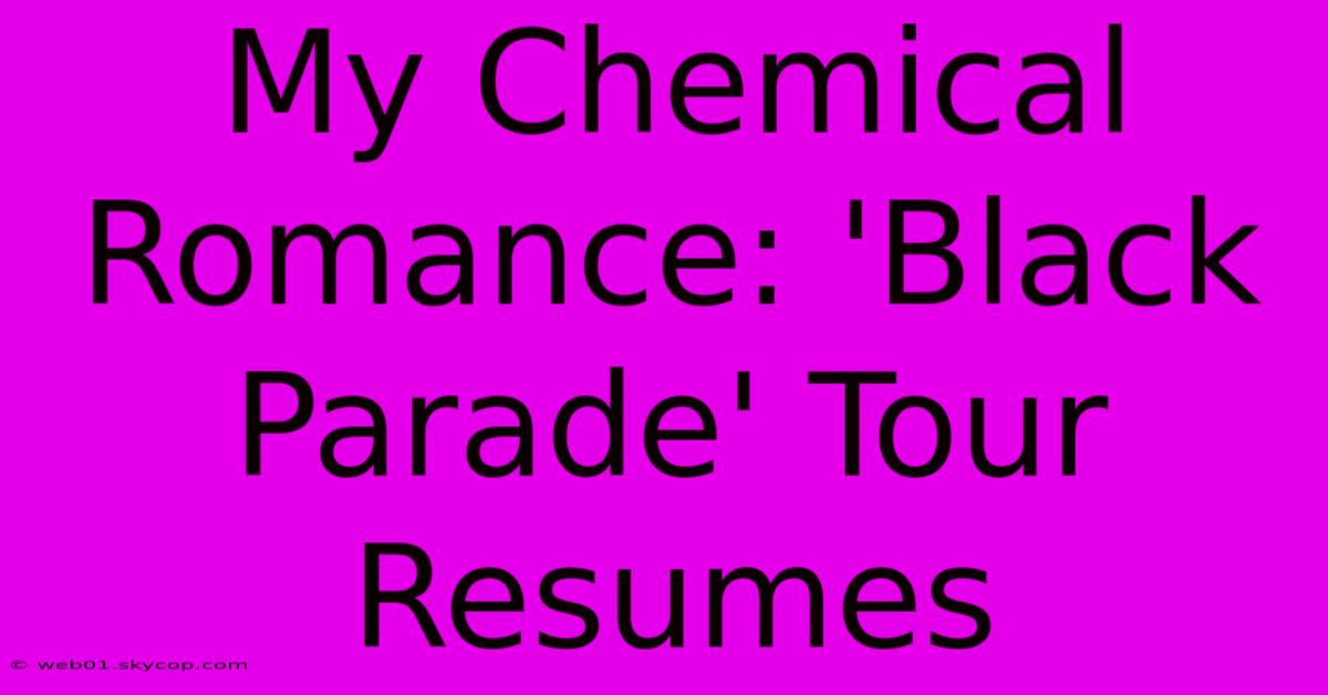 My Chemical Romance: 'Black Parade' Tour Resumes