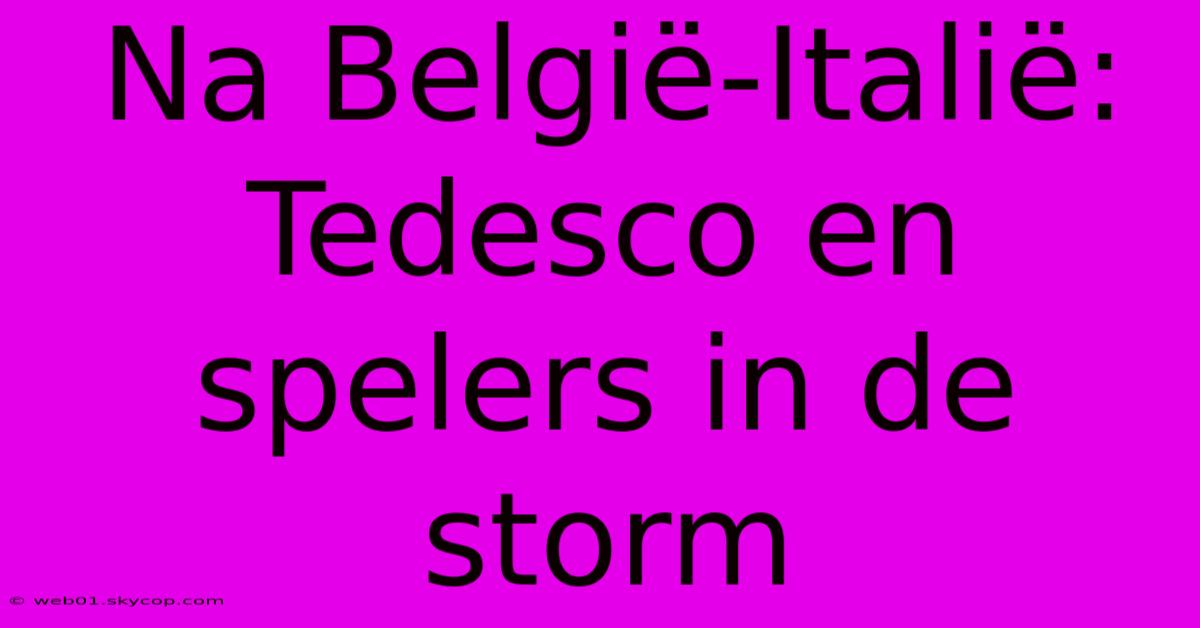 Na België-Italië: Tedesco En Spelers In De Storm 