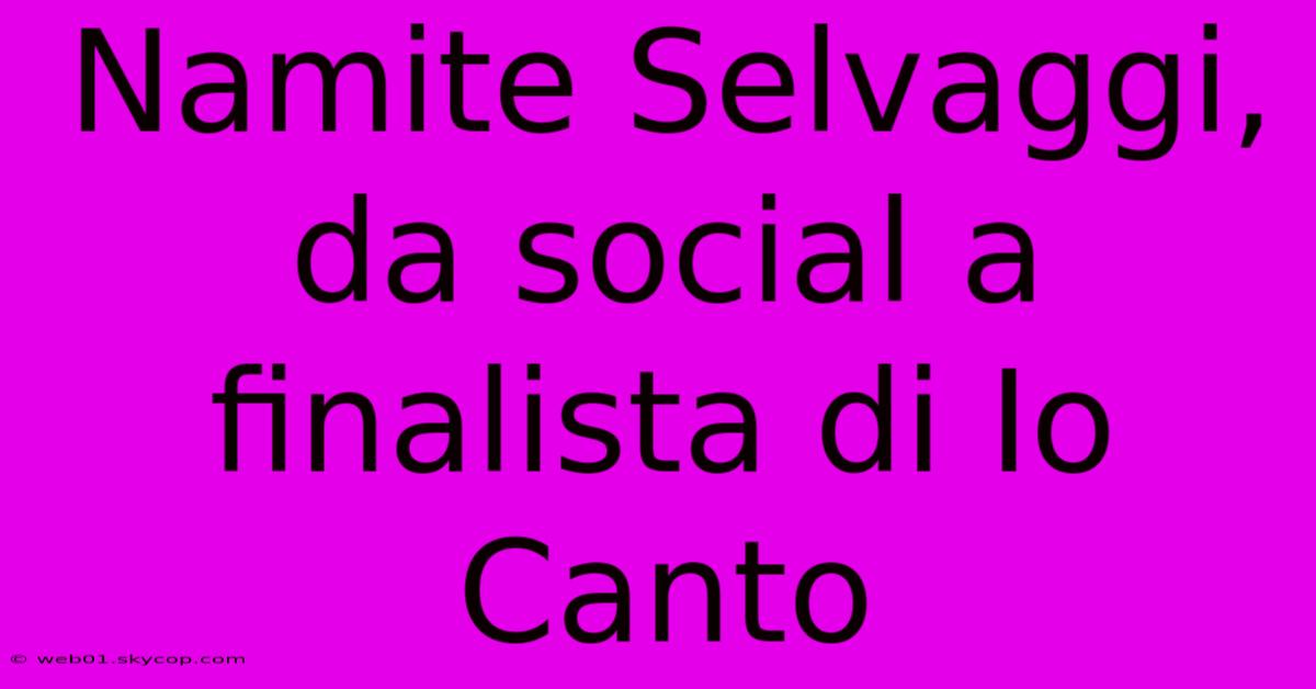 Namite Selvaggi, Da Social A Finalista Di Io Canto