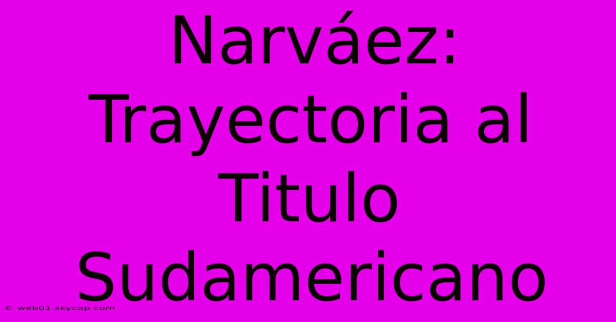 Narváez: Trayectoria Al Titulo Sudamericano 