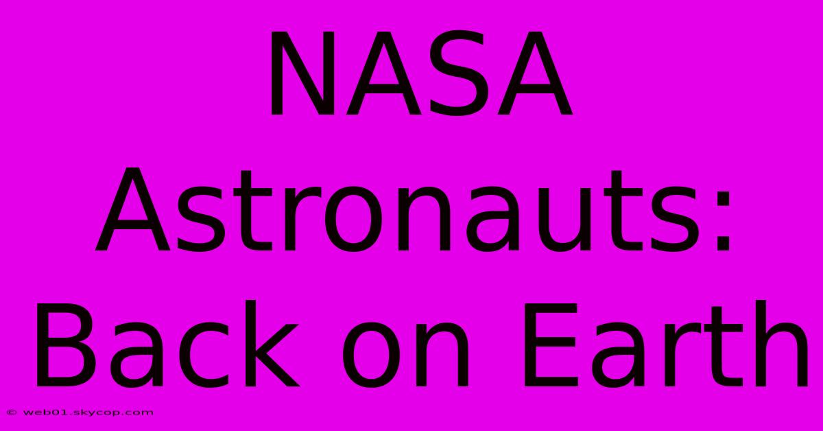 NASA Astronauts: Back On Earth