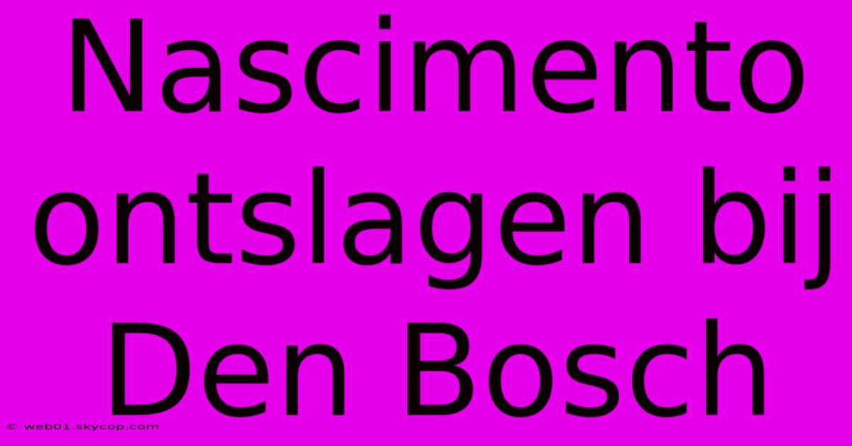 Nascimento Ontslagen Bij Den Bosch