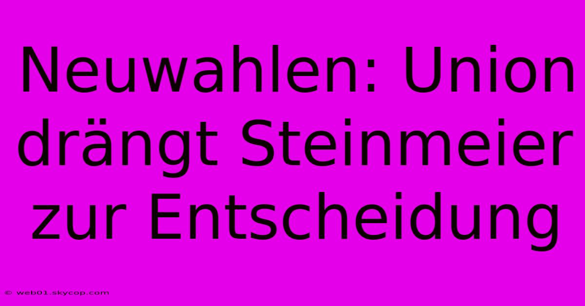 Neuwahlen: Union Drängt Steinmeier Zur Entscheidung