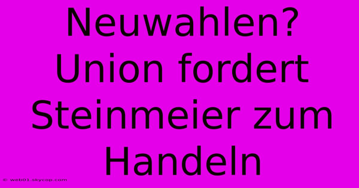 Neuwahlen? Union Fordert Steinmeier Zum Handeln