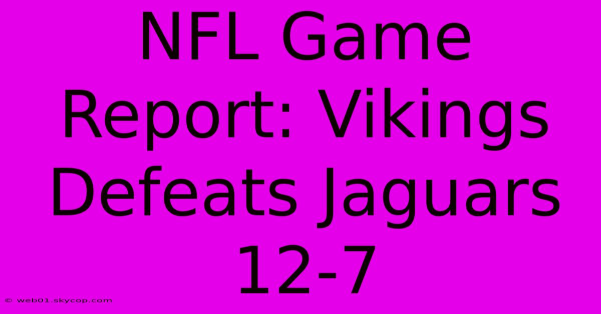 NFL Game Report: Vikings Defeats Jaguars 12-7 