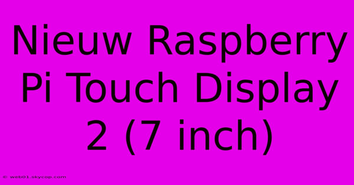 Nieuw Raspberry Pi Touch Display 2 (7 Inch)