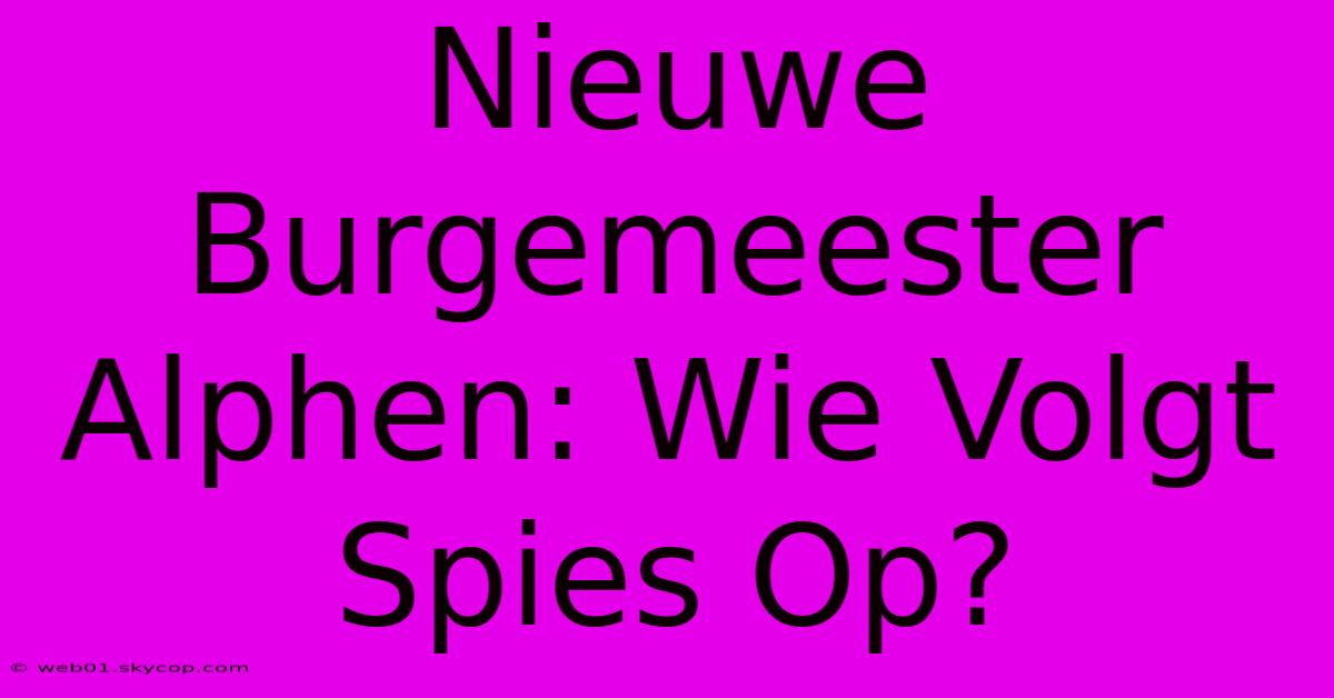 Nieuwe Burgemeester Alphen: Wie Volgt Spies Op? 