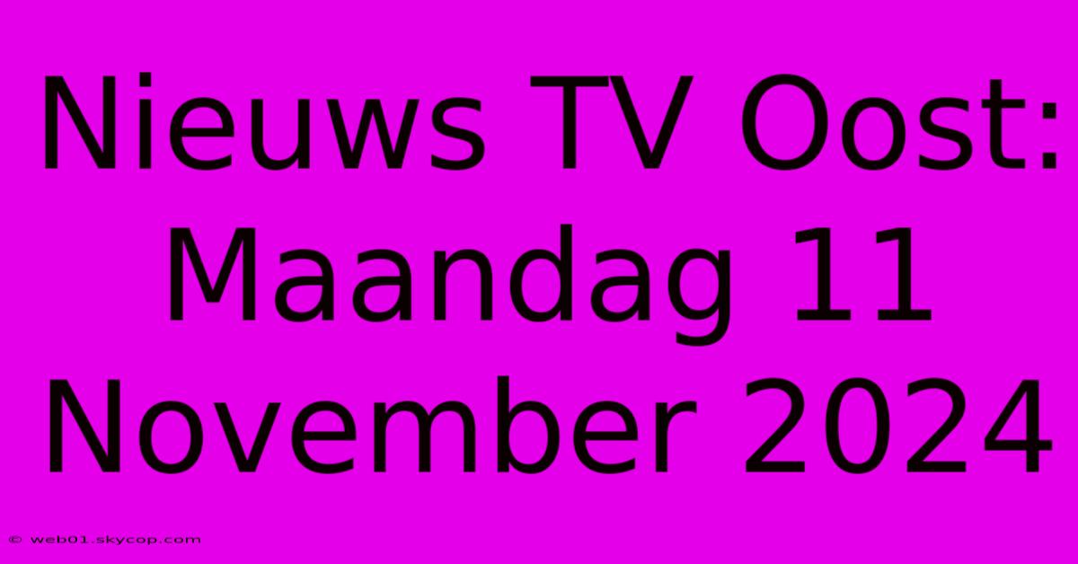 Nieuws TV Oost: Maandag 11 November 2024