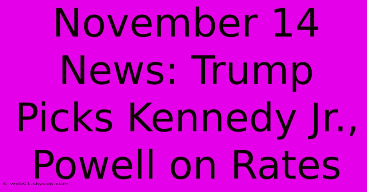 November 14 News: Trump Picks Kennedy Jr., Powell On Rates