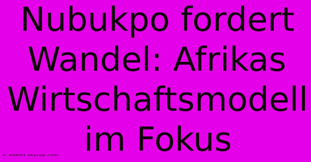 Nubukpo Fordert Wandel: Afrikas Wirtschaftsmodell Im Fokus