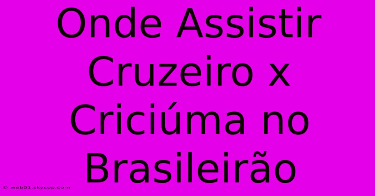 Onde Assistir Cruzeiro X Criciúma No Brasileirão