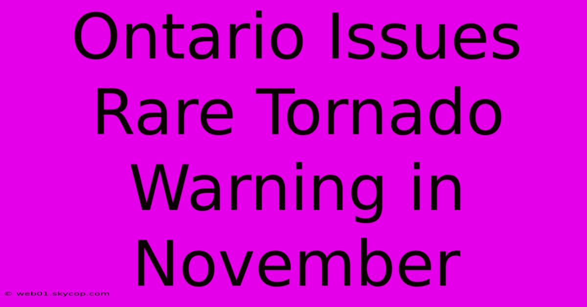 Ontario Issues Rare Tornado Warning In November