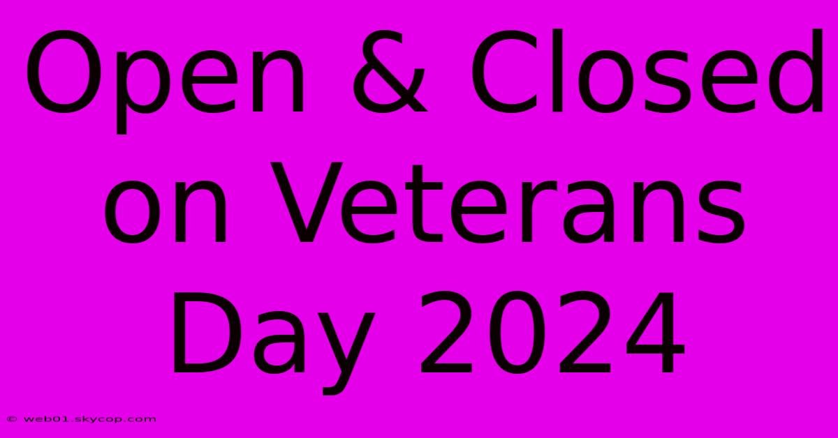 Open & Closed On Veterans Day 2024 