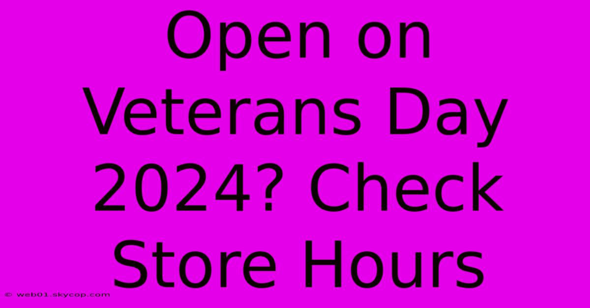 Open On Veterans Day 2024? Check Store Hours 