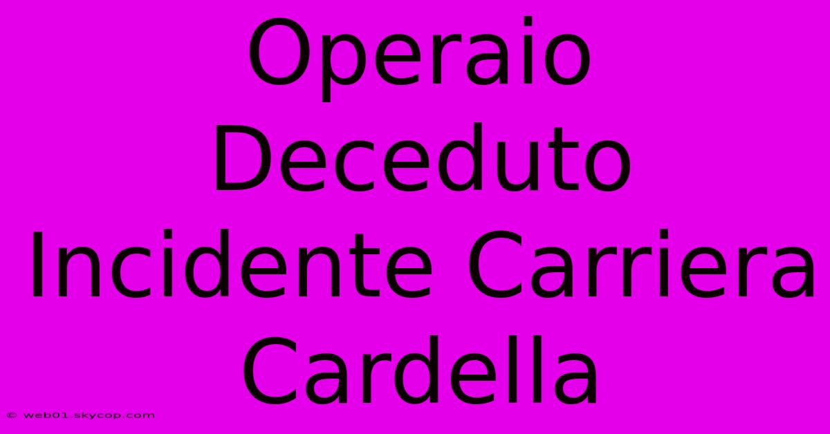 Operaio Deceduto Incidente Carriera Cardella