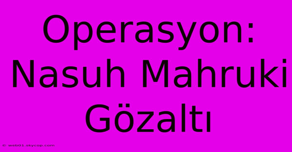 Operasyon: Nasuh Mahruki Gözaltı 