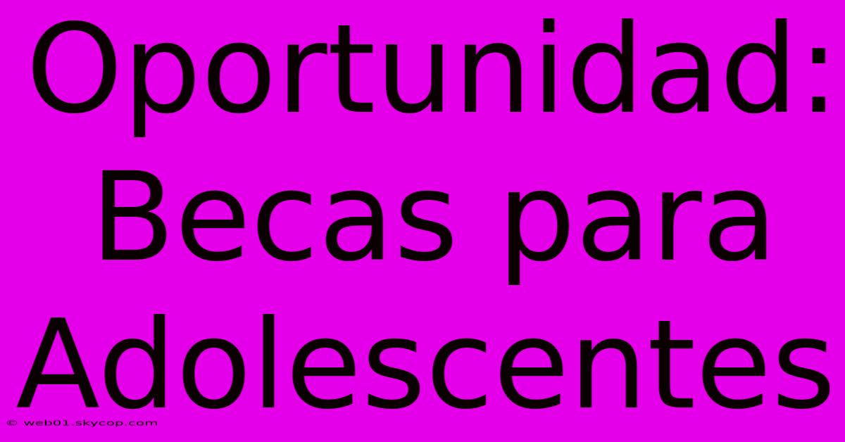 Oportunidad: Becas Para Adolescentes 