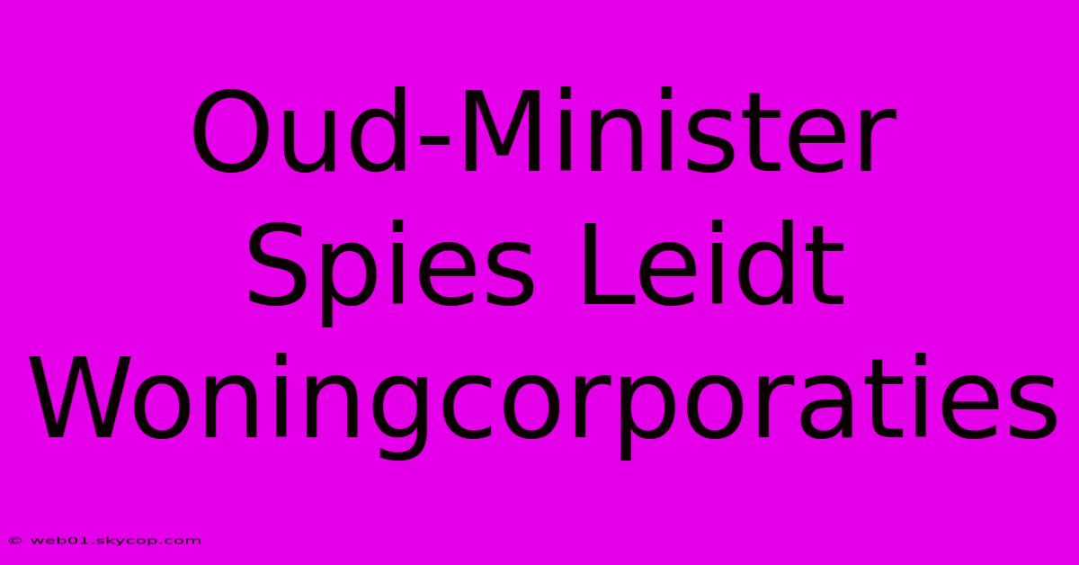 Oud-Minister Spies Leidt Woningcorporaties