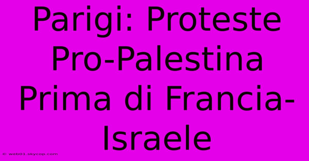 Parigi: Proteste Pro-Palestina Prima Di Francia-Israele