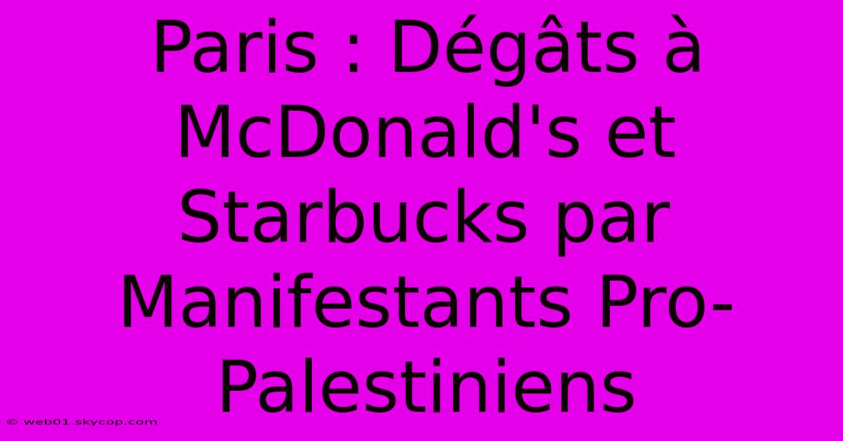 Paris : Dégâts À McDonald's Et Starbucks Par Manifestants Pro-Palestiniens