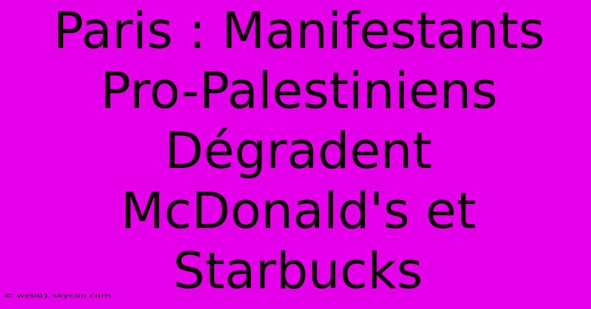 Paris : Manifestants Pro-Palestiniens Dégradent McDonald's Et Starbucks