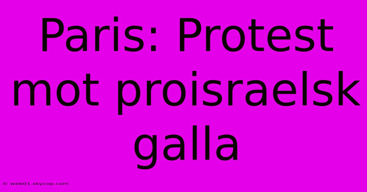 Paris: Protest Mot Proisraelsk Galla