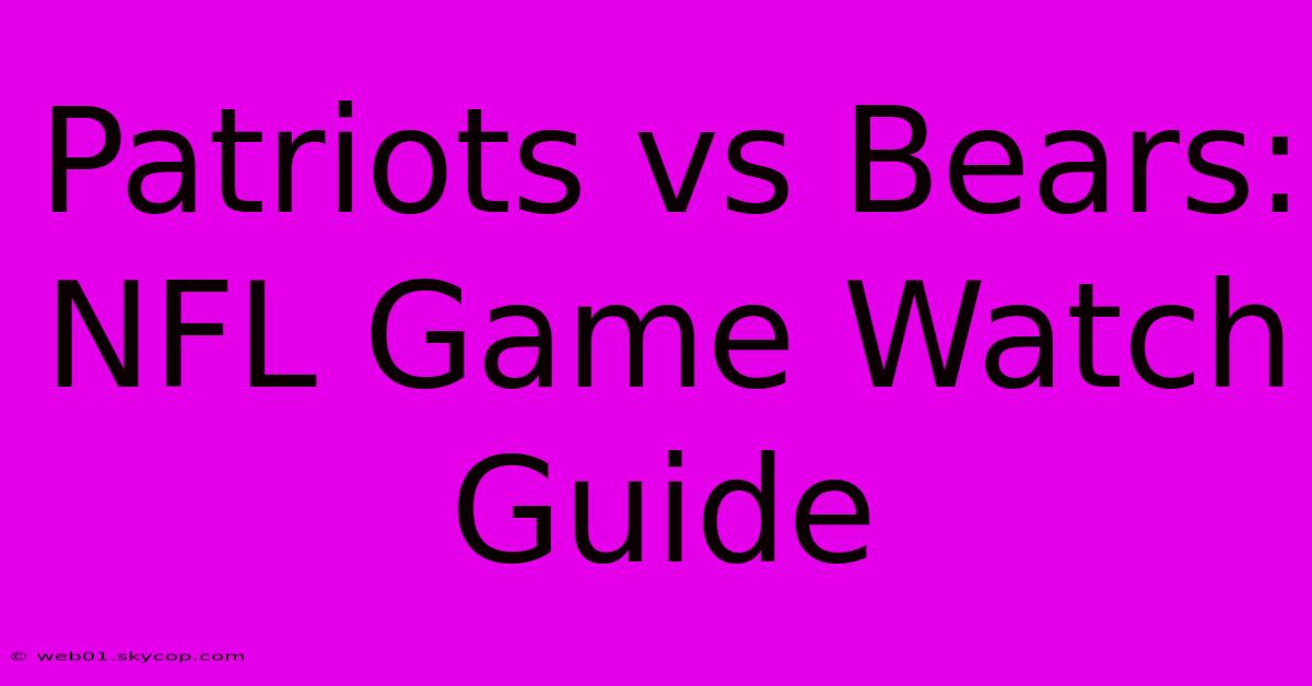 Patriots Vs Bears: NFL Game Watch Guide