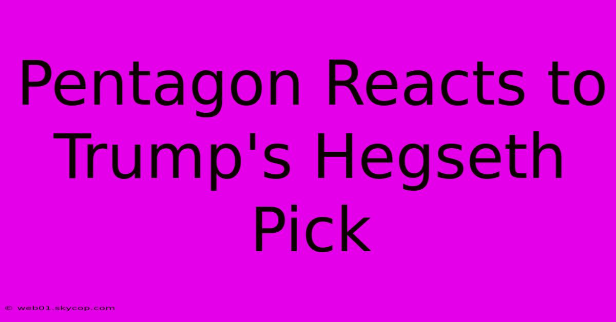 Pentagon Reacts To Trump's Hegseth Pick 