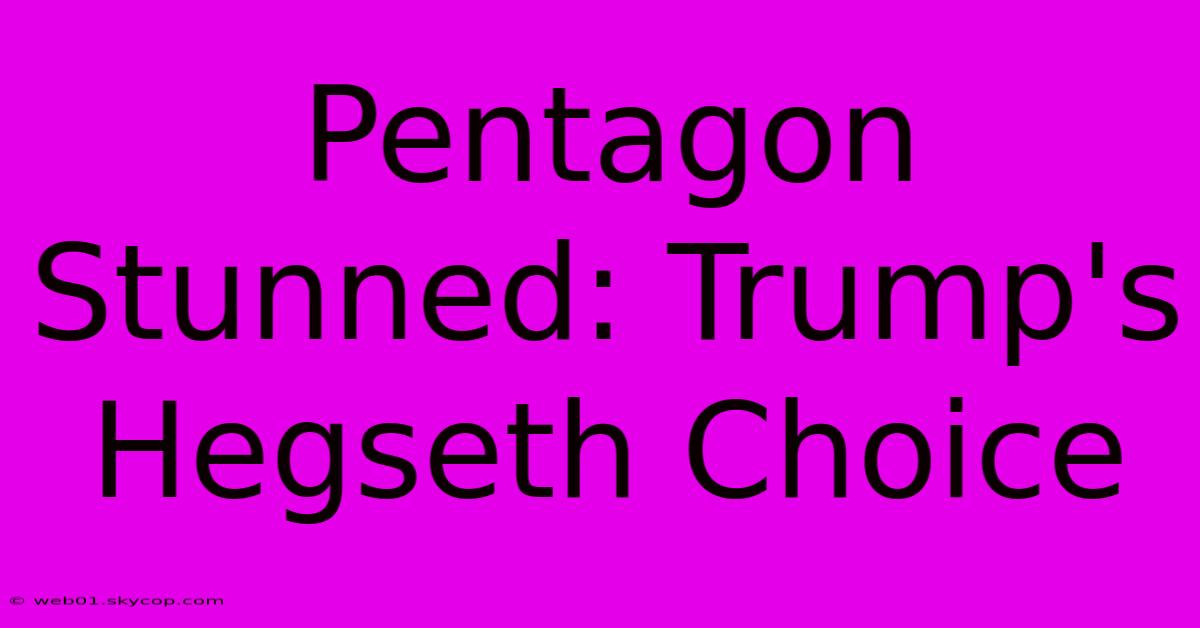 Pentagon Stunned: Trump's Hegseth Choice 