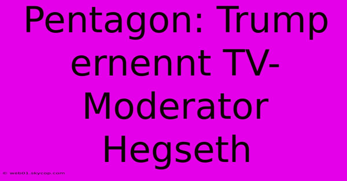 Pentagon: Trump Ernennt TV-Moderator Hegseth