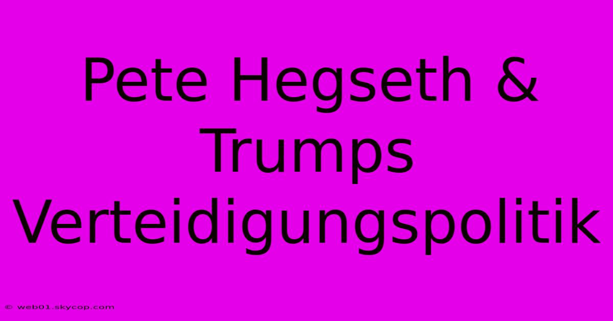 Pete Hegseth & Trumps Verteidigungspolitik 