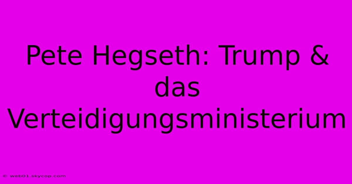 Pete Hegseth: Trump & Das Verteidigungsministerium