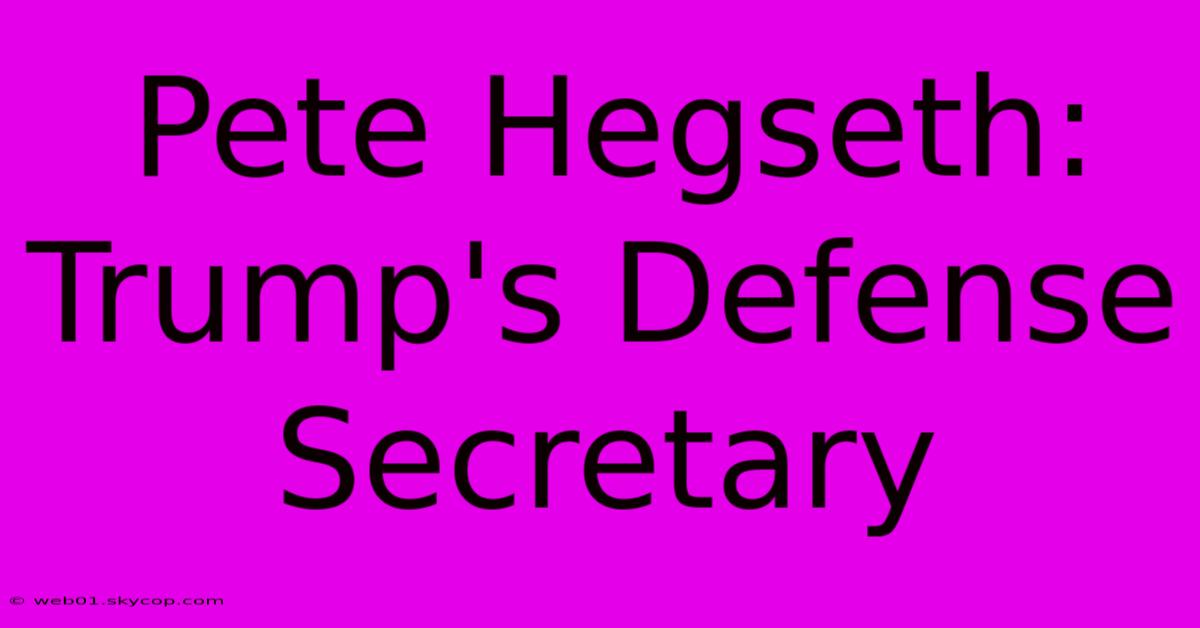 Pete Hegseth: Trump's Defense Secretary 