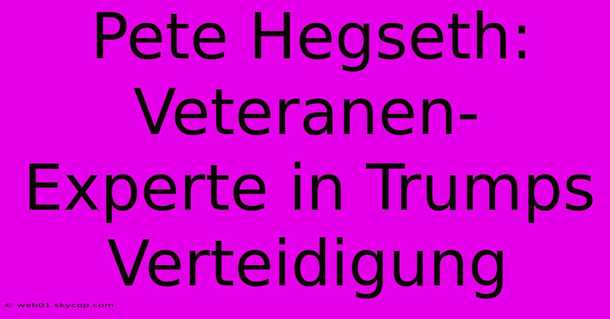 Pete Hegseth: Veteranen-Experte In Trumps Verteidigung