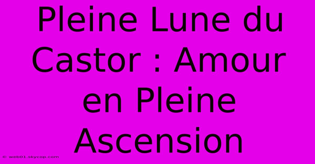 Pleine Lune Du Castor : Amour En Pleine Ascension